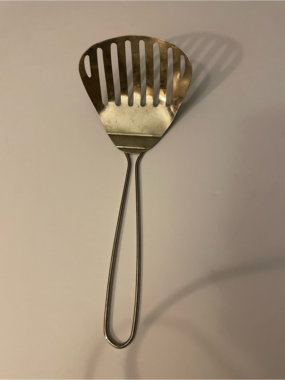 Vintage Slotted Spoon Scoop, 10", Hong Kong, Whisk Drain Strain Fryer